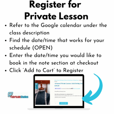 Advanced Private Lessons: Adult Sewing Lessons