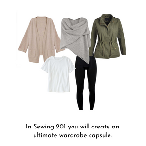 Sample of wardrobe pieces you can make in Sewing 201 Ultimate Wardrobe Capsule classes.