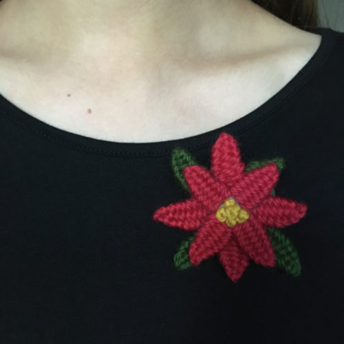 Hand Embroidery: Picot Poinsettia Pin