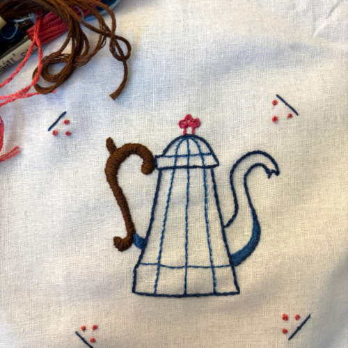 Hand Embroidery 101: Basic Surface Espresso Pot